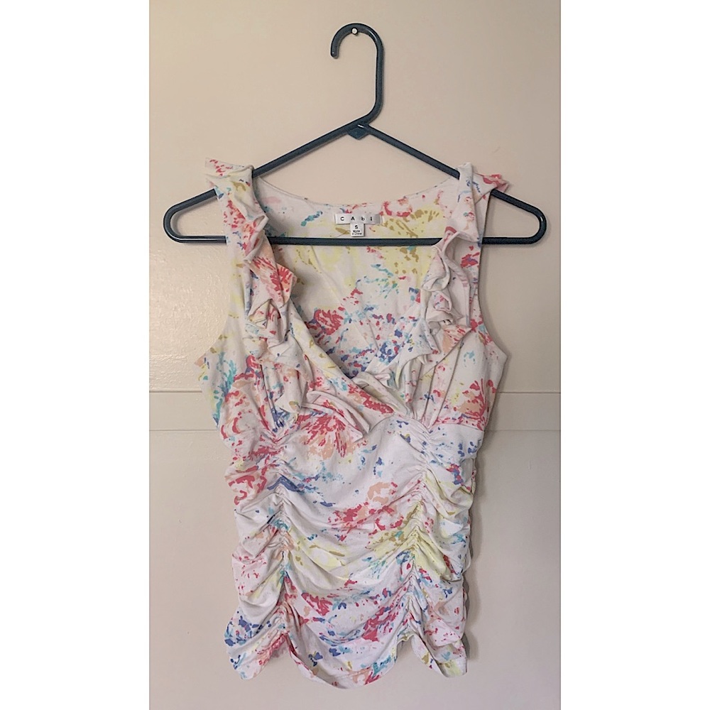 Unique Cabi Ruffled Pastel Tank Top S